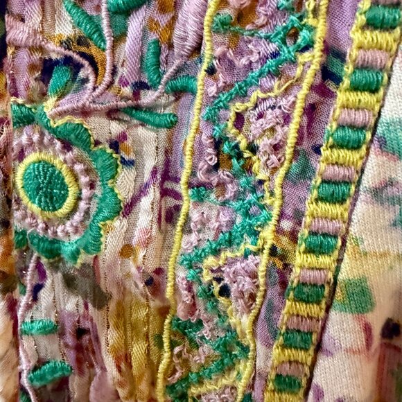 Anthropologie Odetta Embroidered Boho Top Purple Plus 1X Easter Spring Travel - Picture 8 of 11